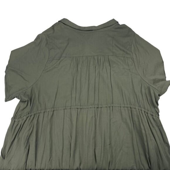 NWT TORRID Mini Twill Drawstring Shirt Dress Sz 6X Olive Deep Depths - Picture 6 of 6